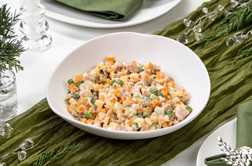 Фермерский оливье с мясными деликатесами