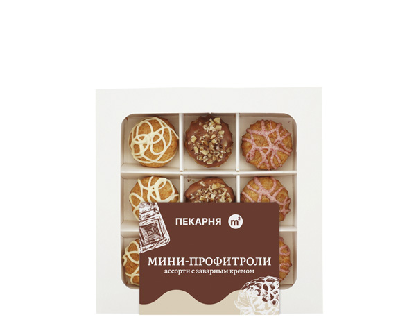 Ассорти мини-пирожных Профитроли с заварным кремом, 130 г