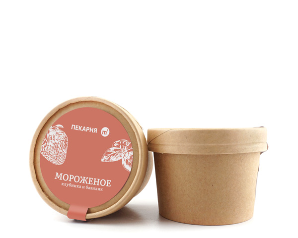 Мороженое сливочное с органической клубникой и базиликом, 160 г