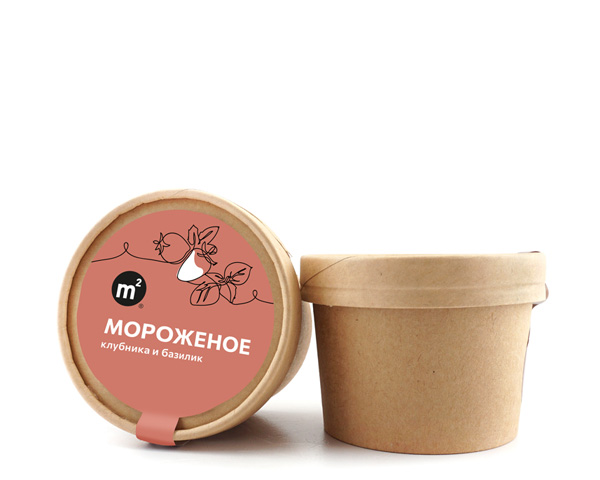Мороженое сливочное с органической клубникой и базиликом, 160 г