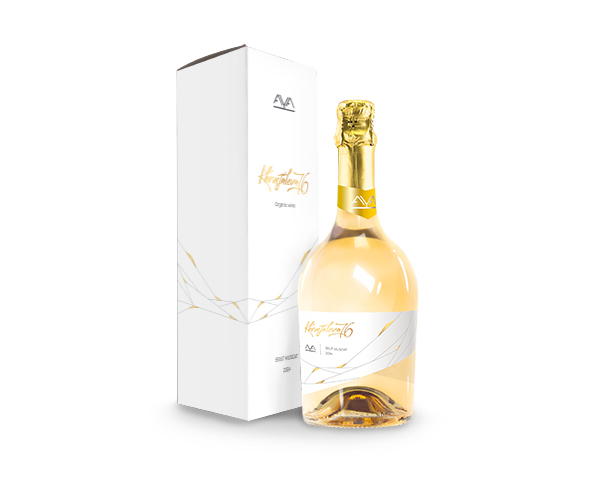 Khrustaleva 76 muscat, Aya Organic Wine вино сухое игристое брют белое, в подарочной коробке, 0,75 л