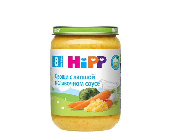 Пюре детское с овощами, лапшой и сливочным соусом, с 8 месяцев, 190 г