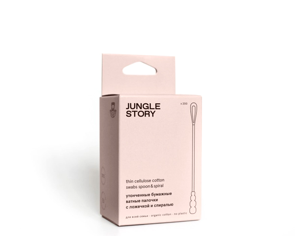 Ватные палочки с ложечкой и спиралью, 200 шт.