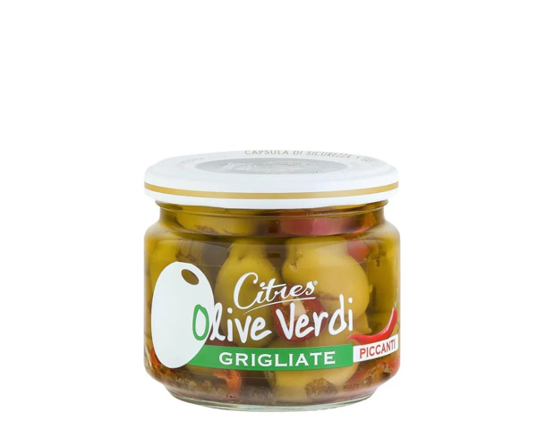 Оливки зеленые без косточки, пикантные, запечённые на гриле, 230 г