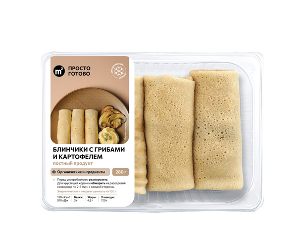 Блинчики с грибами и картофелем постные, замороженные, 280 г