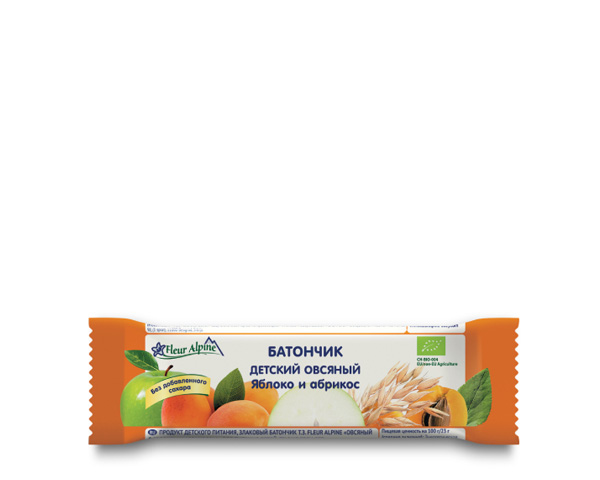 Батончик овсяный с яблоком и абрикосом, с 3-х лет, 23 г