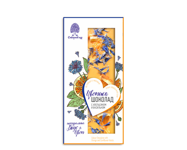 Шоколад с апельсином и васильком, 100 г