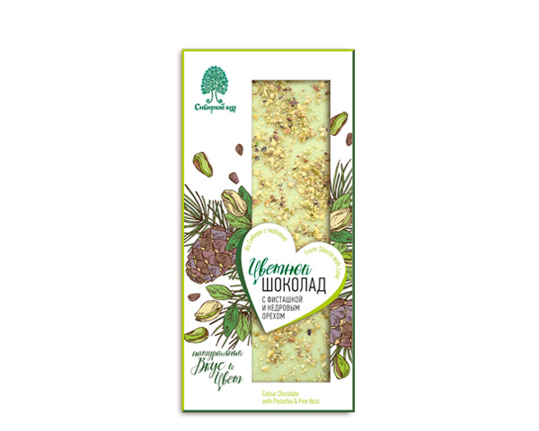 Шоколад с фисташками и кедровыми орехами, 100 г