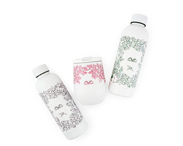 Термобутылка брендированная, с узором цвета графит