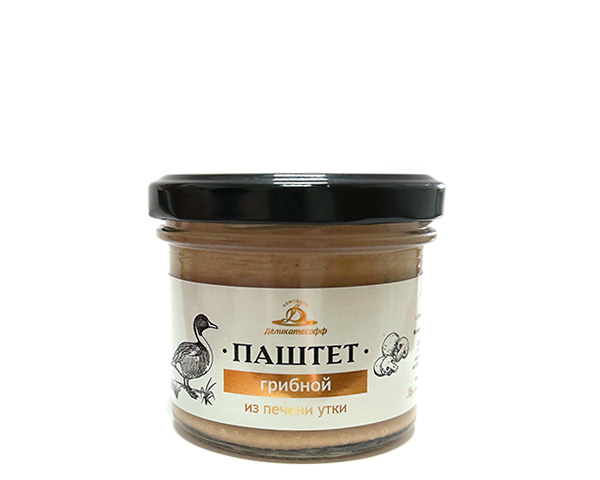 Паштет с утиной печенью  с белыми грибами, 100 г