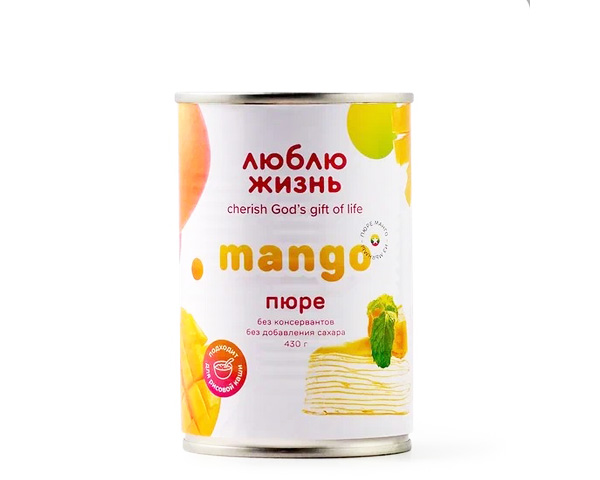 Пюре манго без сахара, 430 г